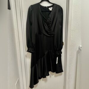 NWT DKNY Women Black Satin Long Sleeve Dress